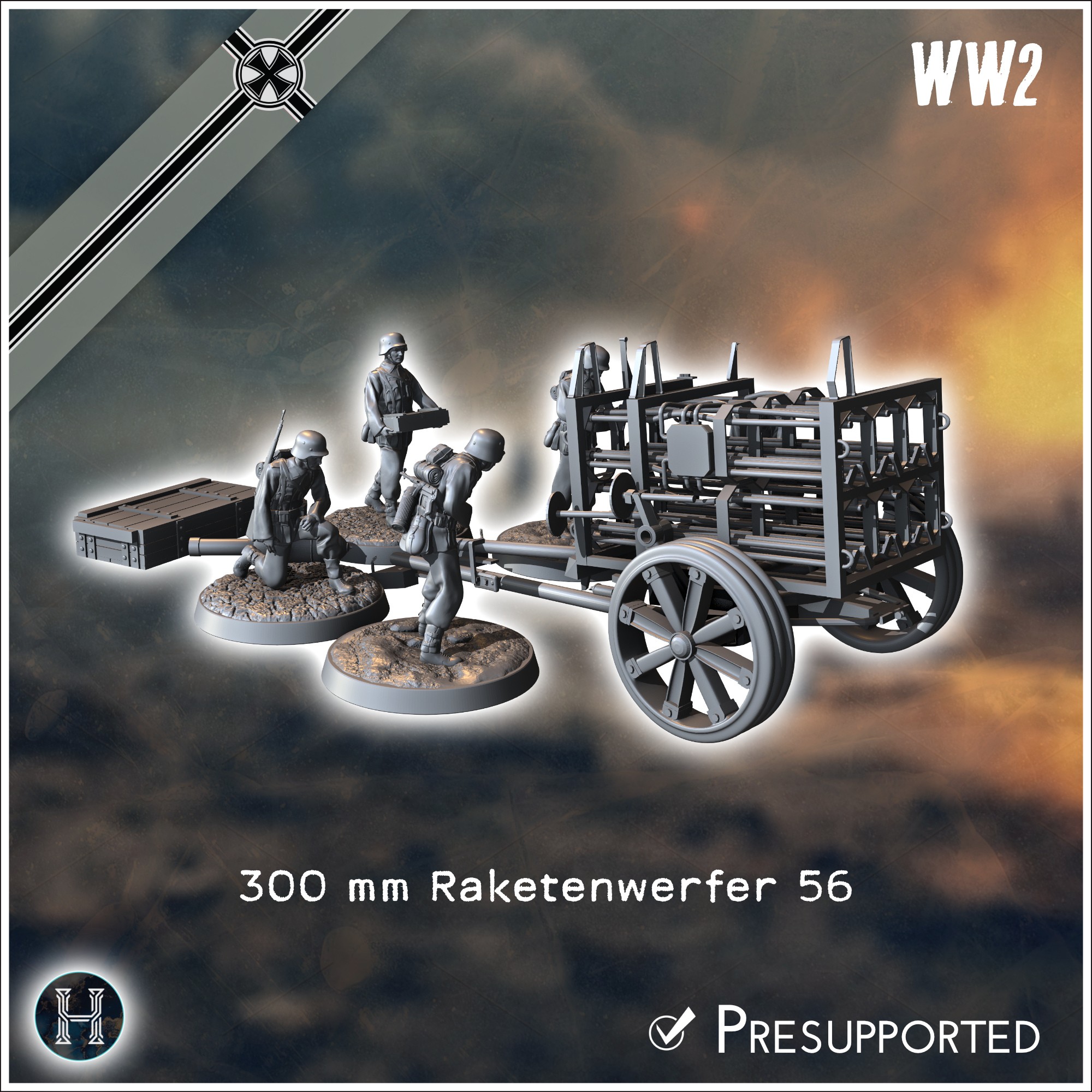 300 mm Raketenwerfer 56 multiple rocket launcher (with 5 crews) - Germany Eastern Western Front Normandy Stalingrad Berlin Bulge WWII